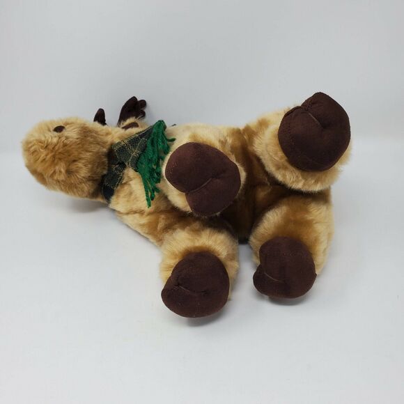 Dan Dee 13" Plush Stuffed Animal Moose Brown Scarf Green Blue Plaid Wilderness - Picture 6 of 7